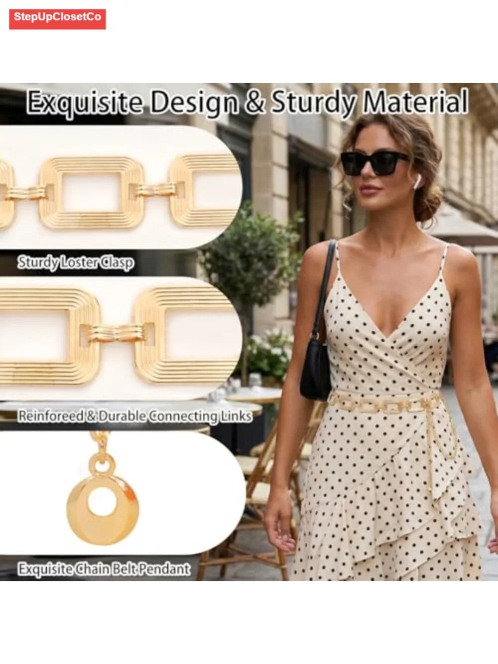 Adjustable Chunky Metal Waist Chain Belt for Women Dresses Jeans